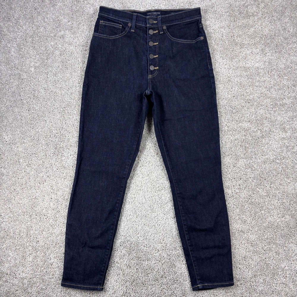 Lucky Brand Bridgette High Rise Skinny Ankle Jeans Dark Wash Button Fly 10/30